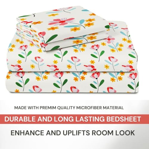 Image of HOMEKART 3D Printed 144 Tc Microfiber Double Bedsheet with 2 King Size Pillow Covers Breathable | Wrinklfree | Summer | Topsheet (White & Orange Cricle Print, 90 x 90 Inches)