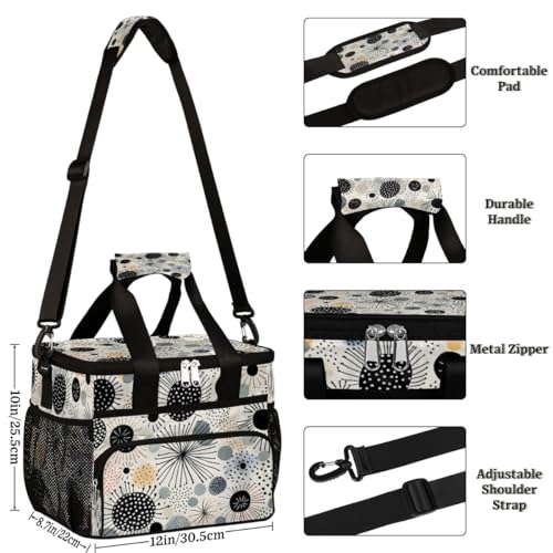 Abstract Insulated Picnic Backpack Lunch Box for Women Men Picnic Basket Tote Lunch Bag Picnic Bag Portable Lunch Bags for Picnic, Beach, Work, Trip,Office, Camp Colorful Dots