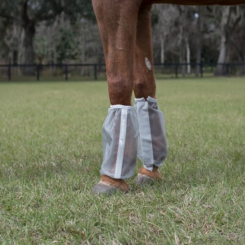 Image of SmartEquine Deluxe Relaxed Fit Fly Boots for Horses, Pair (2), Horse Size | Soft Comfortable Elastic | Durable Mesh | Protects Horse's Legs from Flies and Insects