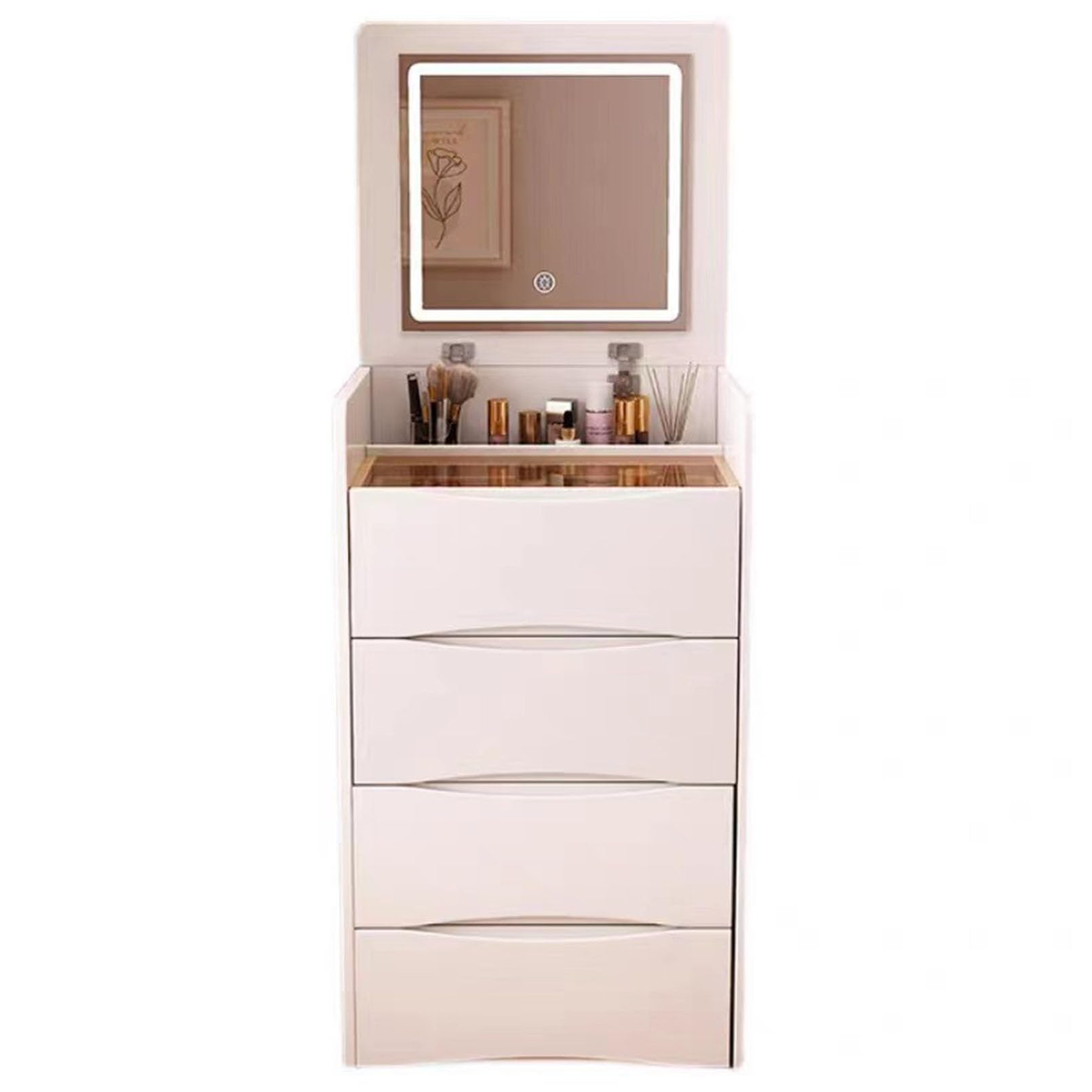 Tocador de maquillaje para dormitorio con 3 cajones y soporte de madera para monitor