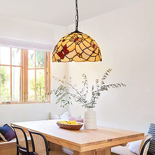 Suspension îlot de cuisine luminaire plafonnier vintage style vitrail 12 pouces douille E27