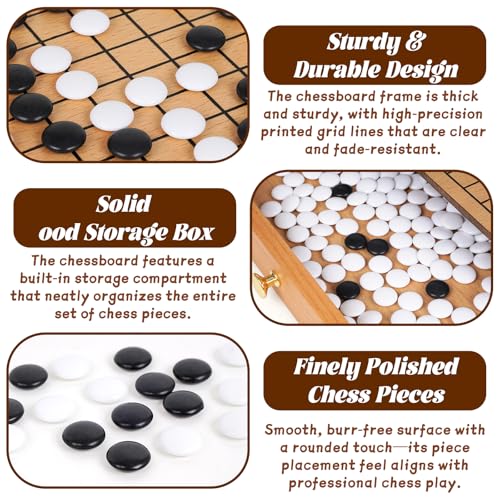 Juego de mesa Go tradicional de madera de 12 pulgadas miniatura 4