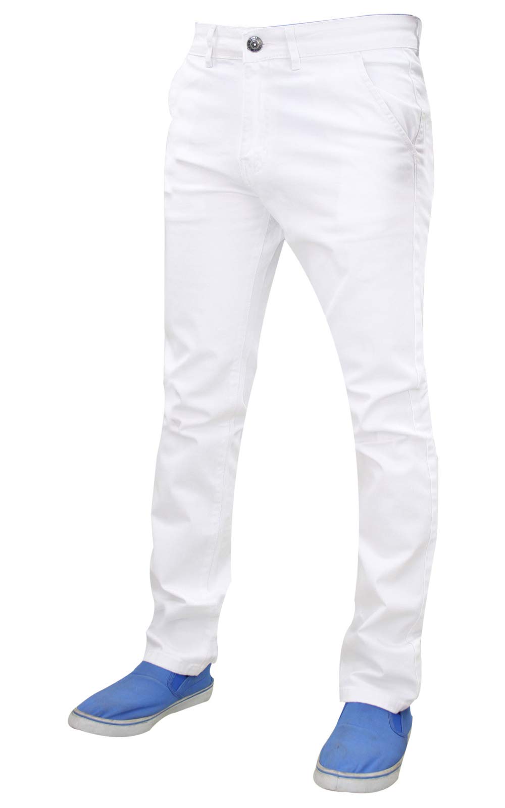 Enzo Men's White Ez348 Chino Jeans 30W X 32L