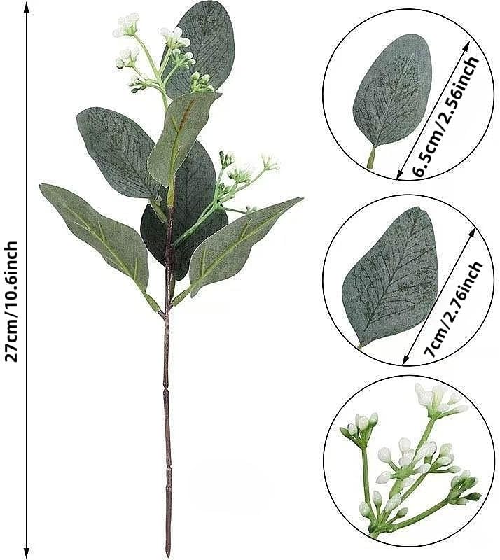 10PCS Bulk Artificial Eucalyptus Stems - Lifelike Greenery for Centerpieces, Wedding Bouquets and Vase Arrangements | Faux Silver Dollar and Oval Leaves with Seeds (Eucalyptus leaves with fruits) - Image 2