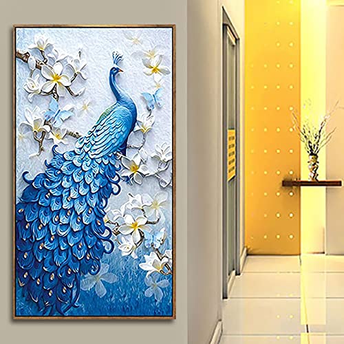 Diamond painting paon bleu 50x120cm pour broderie diamant complète