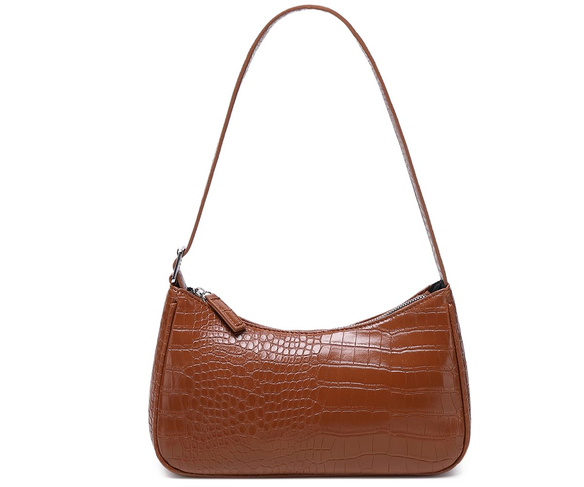 WSRYDJDL Small Purse for Women, Adjustable Shoulder Bags Crocodile Pattern Clutch Purse with Zipper Closure Retro