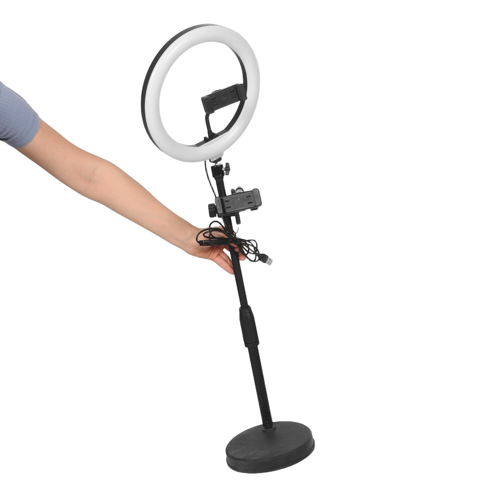 SHINEOFI Soporte de Mesa para Teléfono Anillo de Luz USB Negro