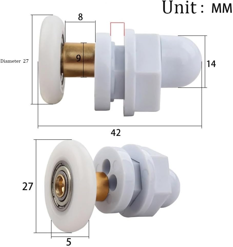 Shower Door Rollers ， 4pcs Shower Door Rollers/Runners/Wheels 19, 23, 25, 27 Or 29mm Wheel Diameter Old Pulley Arc Bathroom Glass Track(23mm)