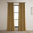HPD Half Price Drapes Signature Velvet Thermal Blackout Curtains for Living Room 96 Inch Long (1 Panel) Rod Pocket Insulated Blackout Curtains for Bedroom Window Curtains, 50W x 96L, Amber Gold