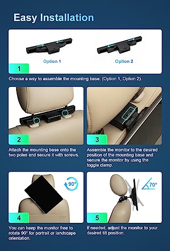 Xtrons Android 11 Car Tv Tablet For Back Seat, 12 Inch Ips Touch Screen Car Headrest Monitor Rotatable Car Screen, Car Video Player Portable Tv For Car, Support Netflix/Youtube, 4K Video, Wifi, Hdmi #TOP7