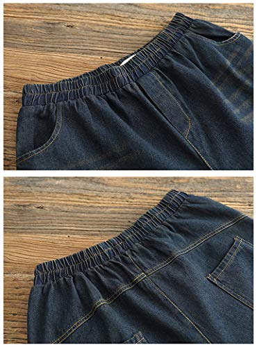 Broderie florale denim harem pants ample pour masquer les formes - 5