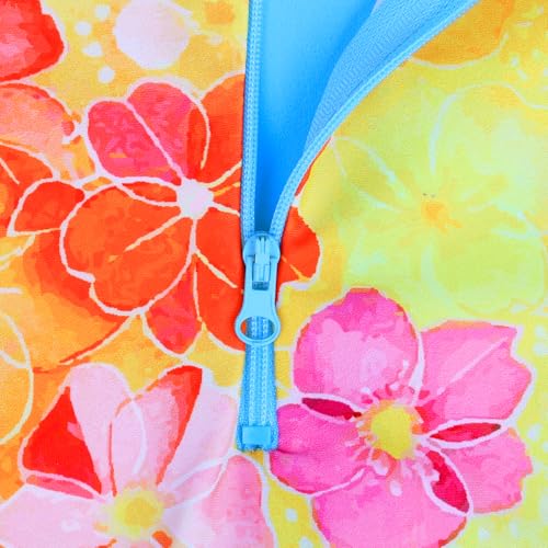 Image of TFJH E Short Sleeve Girls Swimsuits UV 50+ One Pieces Zipper 2-14Y | From beach vacations and pool parties to cruises and water parks, this colorful floral swimsuit is her summer favorite