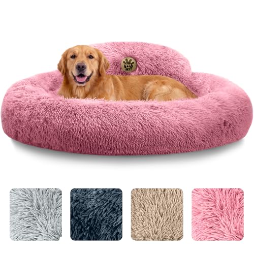 PetJett Calming Donut Dog Bed (Large 36″, Pink)