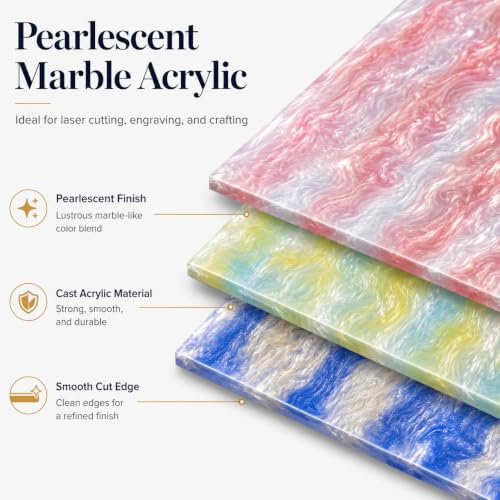 Image of TOEPODO Pearlescent Marble Acrylic Sheets,1 /8 inch Thickness, 8 inchx12 inch,Opaque Cast Pearl Acrylic for Laser Cutting Engraving Craft DIY Home /Festival Decore(3,Light Color,8x12 Inch)