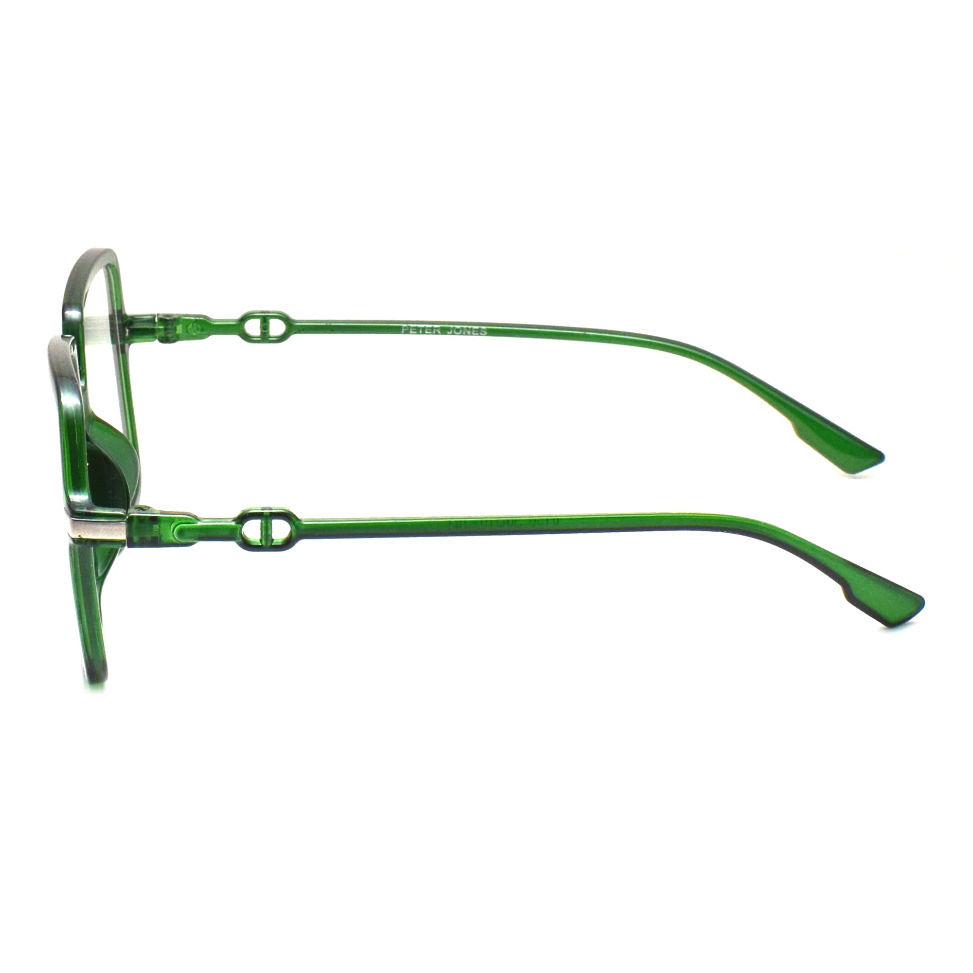 Peter Jones AG5198 - Gafas cuadradas para computadora para mujeres/niñas con cero potencia con bloqueo de luz azul (talla grande/extragrande), Verde Transparente, L