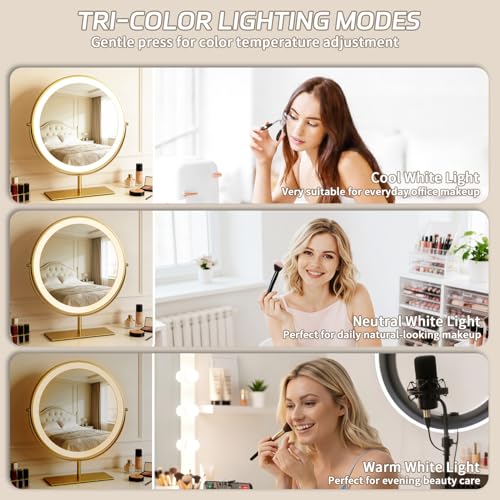 Espejo para Maquillaje Redondo con Luz LED y Soporte miniatura 4