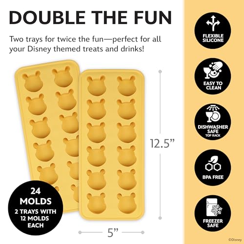Image of Disney Winnie the Pooh Silicone Ice Cube Tray, 2-Pack 5 inchx12.5 inch, BPA-Free