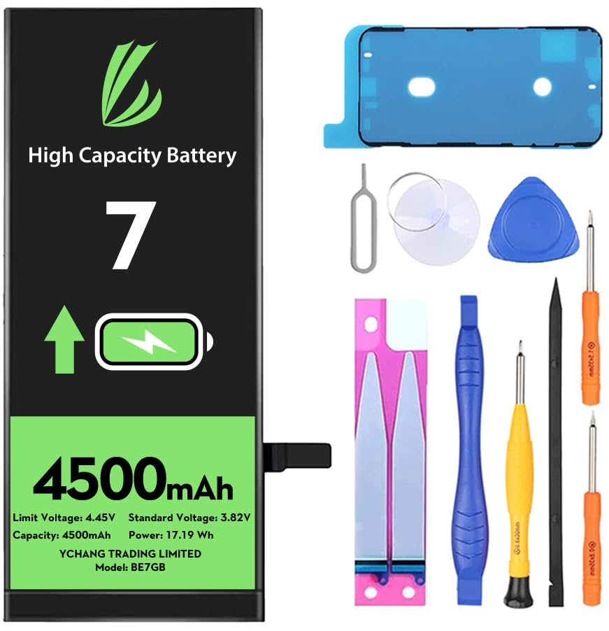 LL TRADER Battery for iPhone 7, 4500 mAh High Capacity for iPhone 7 Model A1660, A1778, A1779, A1780 0 Cycle with Tool Kits 2025