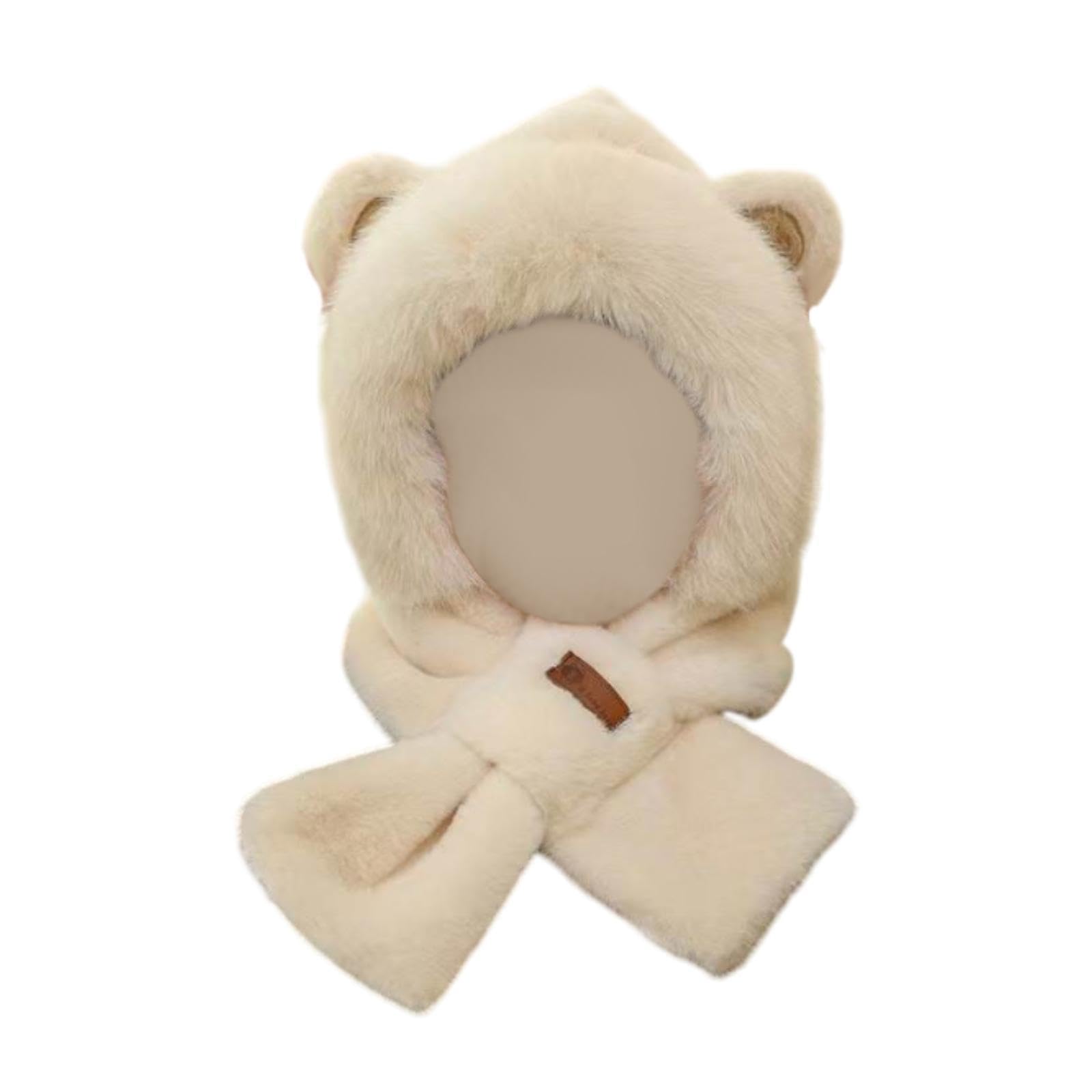 Winter Hat Scarf Set Soft for Outdoor New Year Gift Stage Performance Beige-image-37