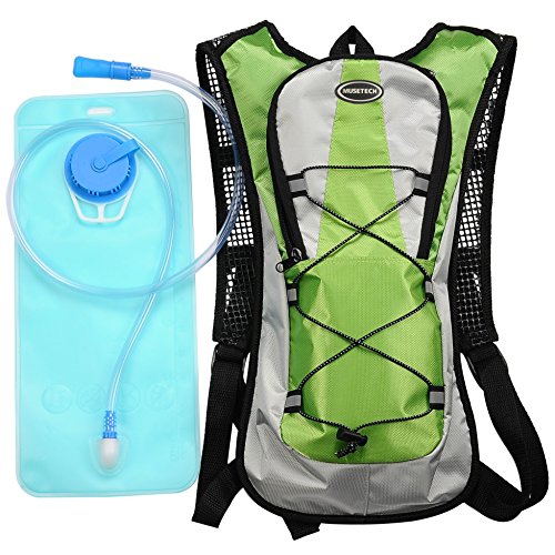 MUSETECH Hydration Pack with 2L Backpack Water Bladder for Hiking Running Biking Color Green