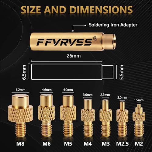 Image of Heat Insert Tool 7 Soldering Tips for M2 M2.5 M3 M4 M5 M6 M8 Threaded Inserts with T18 Soldering Iron Adapter 900m Premium Clear Storage Box
