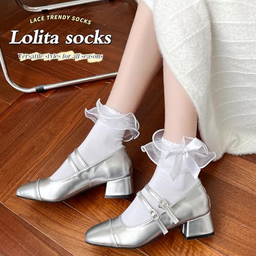 Women Lace Socks Ruffle with Bow, Cute Princess Lolita socks2