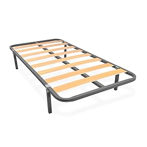 amuéblate online - Somier de Láminas Estructura 30x30mm con Patas, Tubo Acero 30 x 30 mm, Pintura Epoxi Gris, 90x200