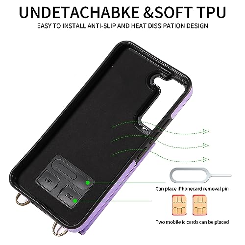 Coque S22 Plus 5G Violette en Matière Texturée avec Béquille Intégrée