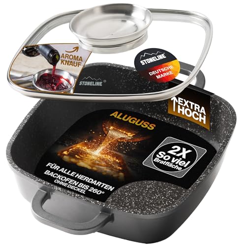 STONELINE Servierpfanne Eckig 20 cm, Eckige Pfanne Induktion mit...