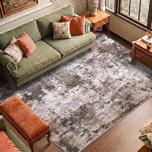 Image of Medallion Vintage Look Carpet for Living Room Bedroom Dining Room | Washable Area Rug with Non Slip TPR Backing | Modern Floor Carpet for Home(Design11-5x7 Feet)