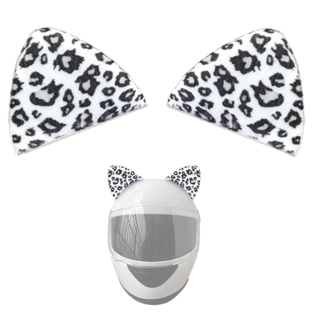 DUBTEDHOU Plush Helmet Ears,Cat Ears Motorcycle Helmet, Leopard Ears Helmet Ears 1 Pair Cat Ears Helmet Decoration Helmet Accessory for Ski Motorcycle Helmet
