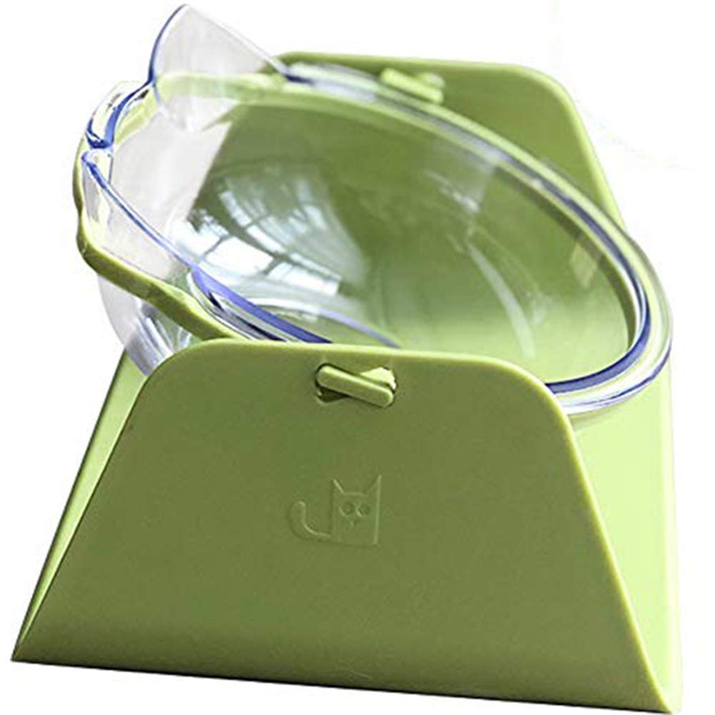TINTON LIFE Adjustable Transparent Tilted Bowl Feeder with Raised Stand for Cat Pet(Green)