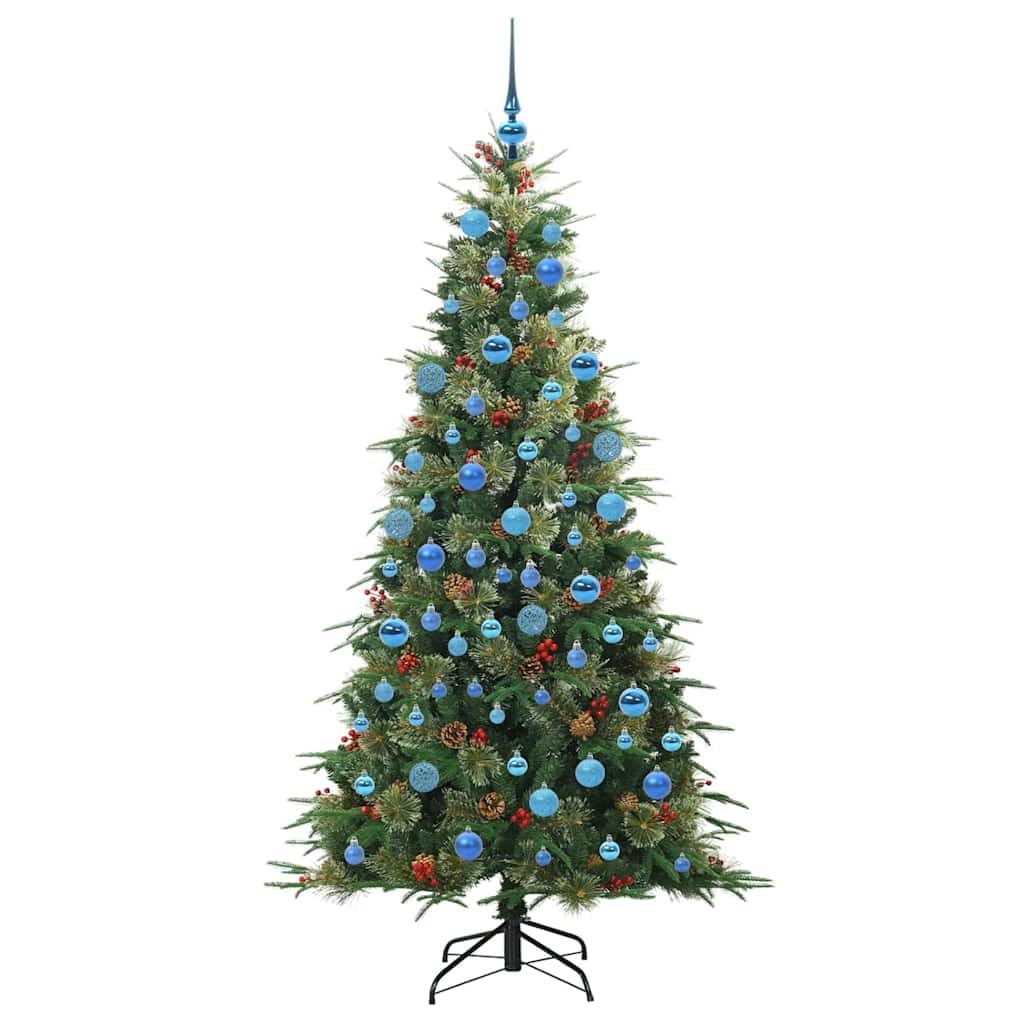 Sztuczna składana choinka zielona, 180 cm, PE i PCW, z 300 diodami LED o ciepłej białej barwie, do użytku wewnątrz i na zewnątrz, świąteczna dekoracja