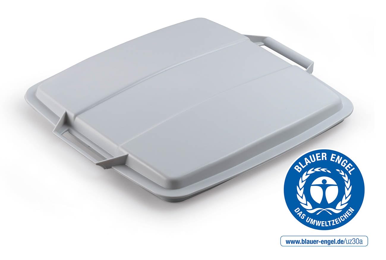 Durable DURABIN ECO 90 Litre Recycled Plastic Bin Lid with Easy Grip Handles | Freezer Safe for Recycling and Food Waste | Grey