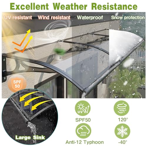 Auvent de porte anti-UV imperméable protégeant votre terrasse