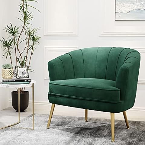 Andeworld Velvet Accent Chair with Golden Metal Legs Cover