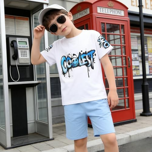 Image of Yoxindax Boys Clothes 2-Piece Casual Street Style Turn-Down Collar Half Zip Kids 4-12 Years Teen Boys Summer Outfits
