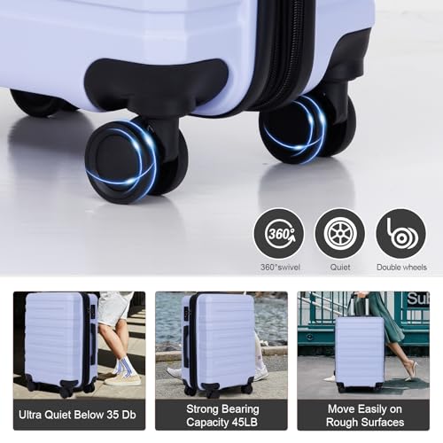 luggage sets 3 piece,carry-on luggage with wheels,check in luggage,28/24/20 inch luggage,tsa approved lock,hardshell suitcase,Blue Purple3