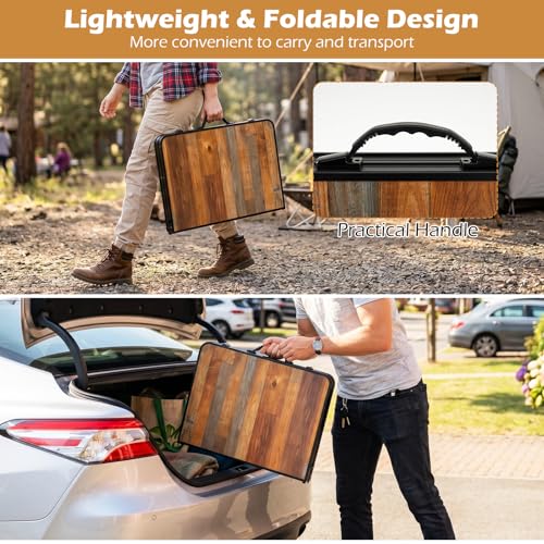 Giantex Folding Camping Table Mesa Plegable de Camping 37" x 24" con Alturas Ajustables y Asas, Aluminio Ligero para Picnic y Exteriores miniatura 6