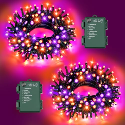 FFZZKJ Halloween Lichterkette Batterie Insgesamt 100LED 10M mit Timer...