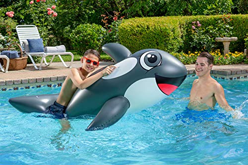 Poolmaster Jumbo Whale Rider Inflatable Swimming Pool Float Grey Large #TOP3