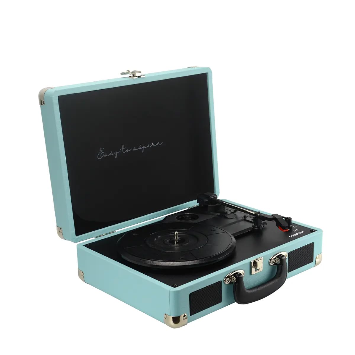 Gramofon z głośnikiem PRIXTON VC400, gramofon z Bluetooth i funkcją kodowania, odtwarzacz winylowy, radio FM i port USB, 33/45/78 RPM, niebieski