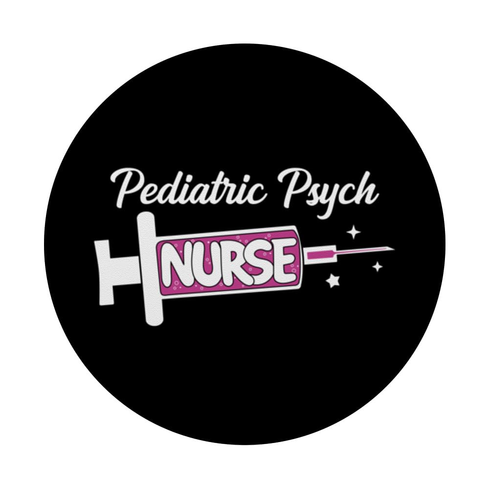 Pediatric Psych Nurse Cute Psychiatric Nursing Unit RN PopSockets Swappable PopGrip, Black - Image 3