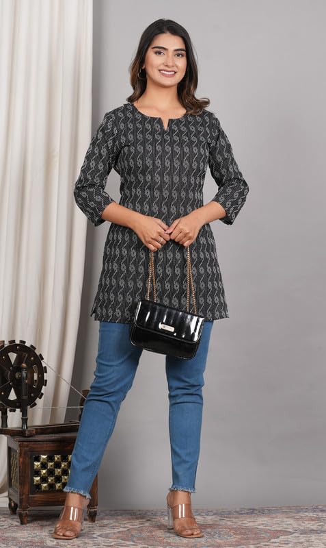 Image of Women Cotton Printed Kurti for Women | Stylish, Casual, Regular, Soft & Cozy, Comfortable Short Kurti