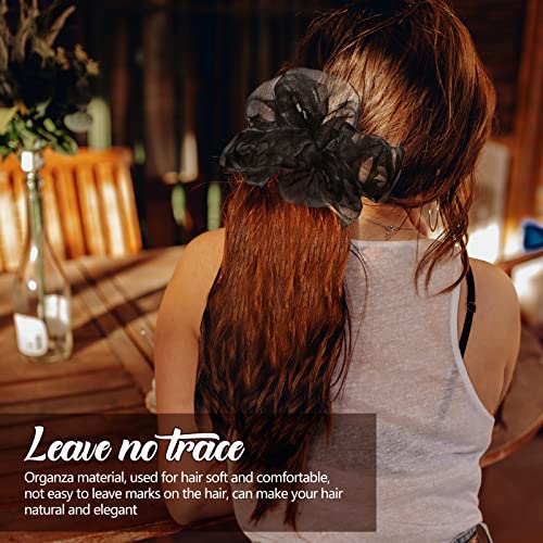 Janinka Janinka Big Organza Scrunchies 4 Pcs Large Silky Hair Ties Oversized Scrunchie Stretchy Bling Xl Scrunchies Bobble Jumbo Hair Scrunchies Elastic Hair Band Ponytail Holder For Women thumb #3