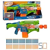 Nerf Elite 2.0 - Lanzador Double Punch - 50 Dardos Nerf Elite - 2 Clips de 10 Dardos - Lanzador Nerf motorizado - A Partir de 8 años