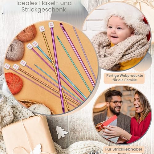 Coopay Tunesische Häkelnadeln Set, 11 Stück Bunt Aluminium Tunesische Stricknadeln Häkeln, Afghanische Häkelnadel Set für Anfänger, Häkel- und Stricker, 2,0-8,0 mm Leicht Tunesische Häkelnadelset