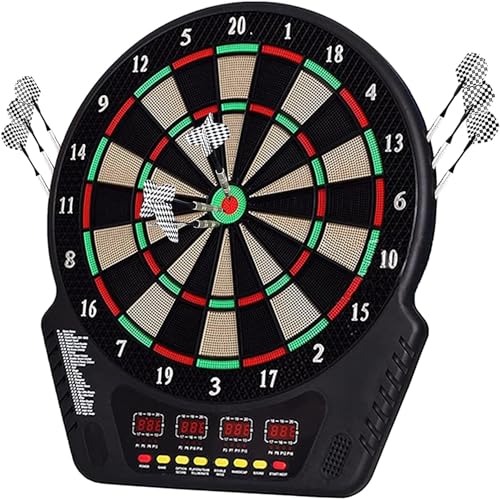 Elektronische Dartscheibe, FB-686 E-Dartboards Dartautomat mit 4 LCD-Anzeige und 6 Darts und 24...