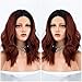 Persephone Copper Red Lace Front Wig Ombre Guleless 2 Tones Wavy Auburn Wig Body Wave Bob Synthetic Wigs for Women