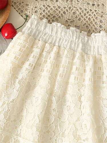 Women's Weekend Maxi Skirt Beach Travel Big Swing Lace Elastic Waist Embroidered Long Skirts4